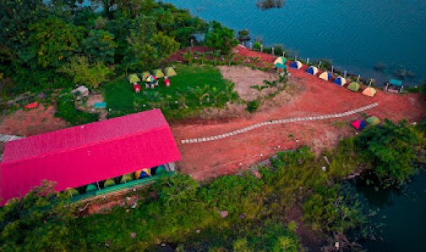 pawna lake camping drone view