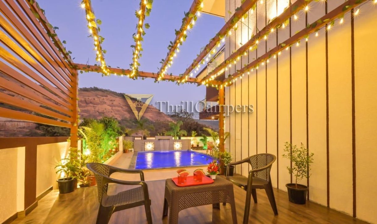 Sitting area beside swimming pool