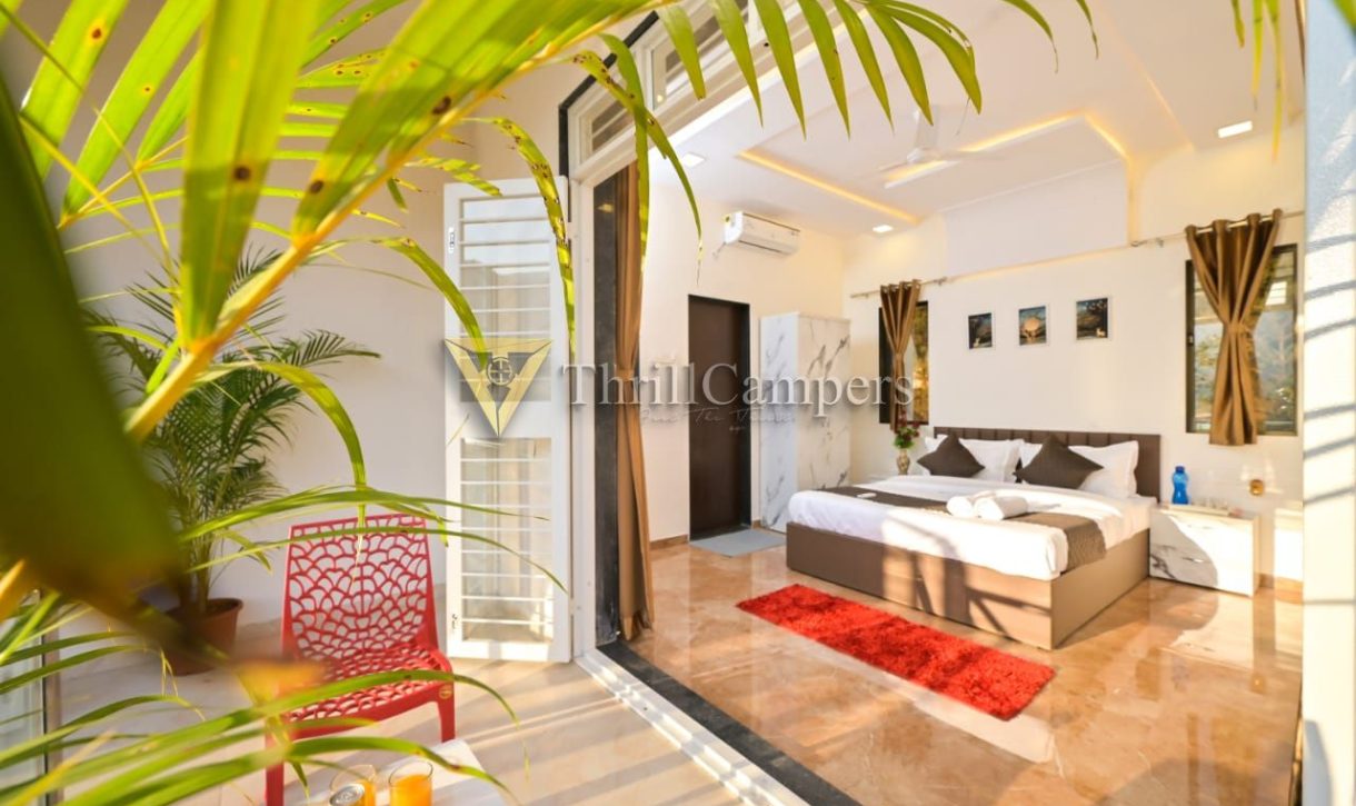 trees in balcony of pawna lake villa